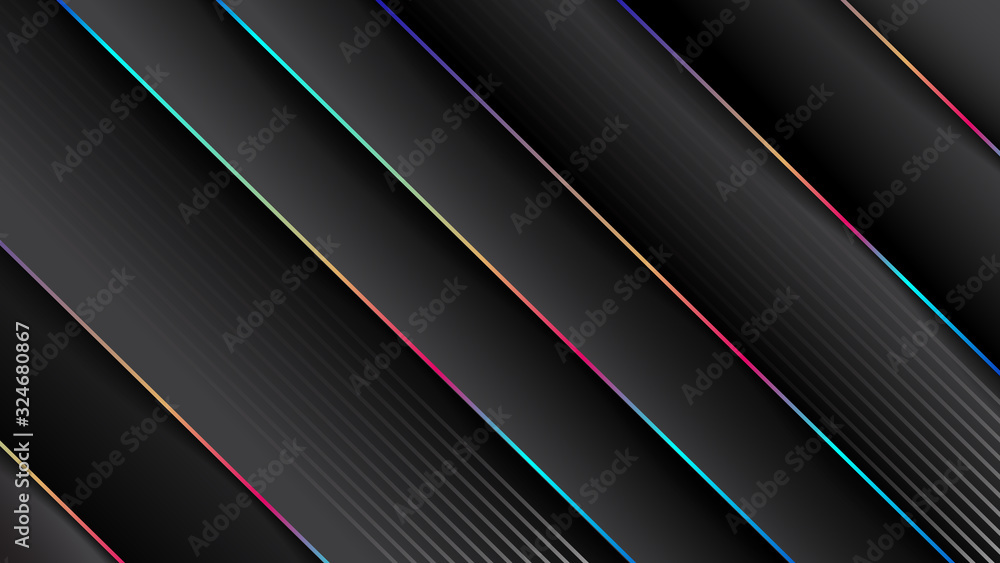 Minimal geometric abstract black background,paper effect. Futuristic design gradient with stripes.Vector illustrations