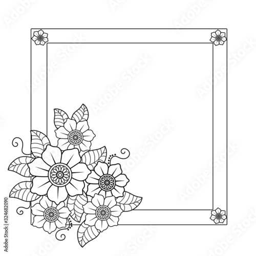 Vector illustration of a frame with flowers