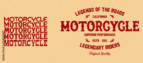 Emblem Motorcycle Collection .Decorative gothic serif font inspired by the Art Deco era.The font is perfect for elegant ligatures logo design. Letters, Numbers and Symbols. Vector Illustration.