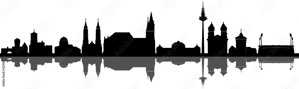 Nürnberg City Skyline Cityscape Outline Silhouette Vector