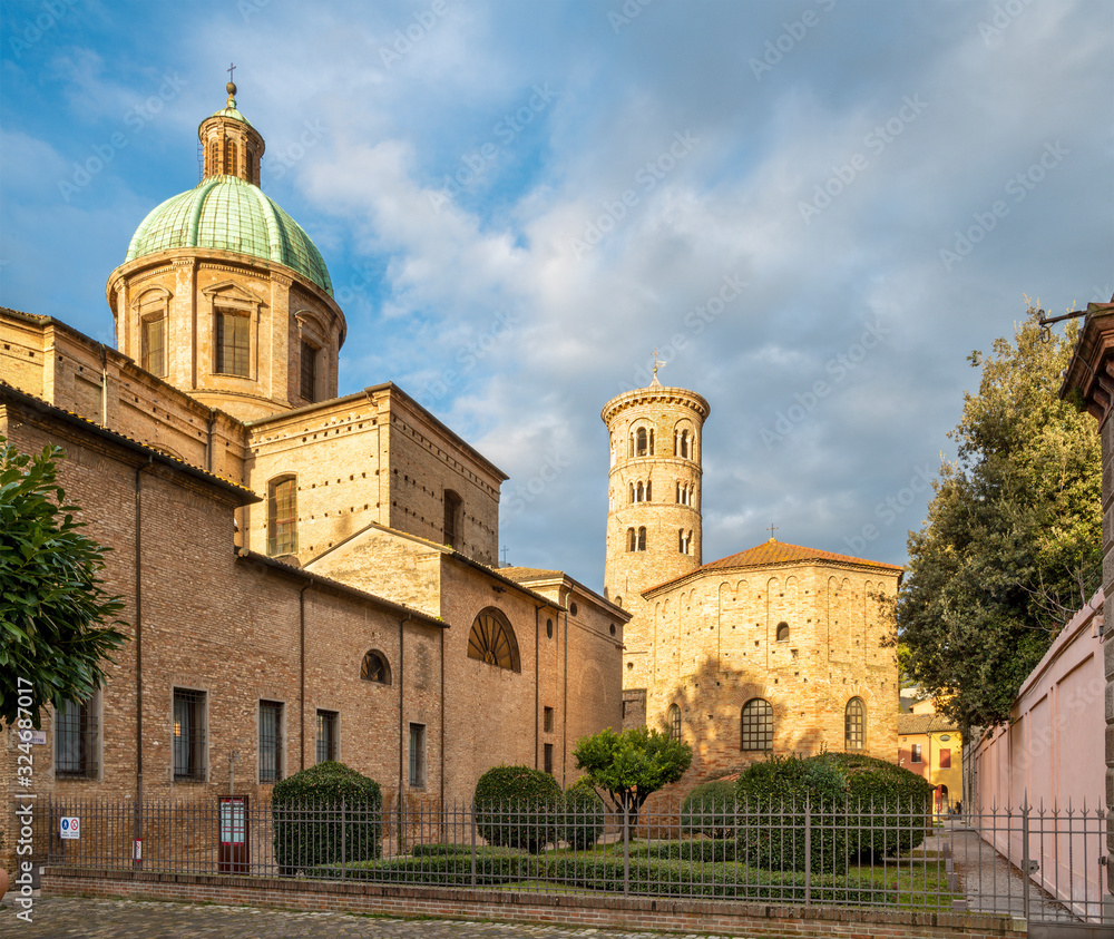 Ravenna - The Duomo (cathedral) and the baptistery Battistero Neoniano.