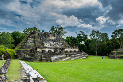 the ancient ruins of the Mayan city of Altun Ha in Belize, Central America