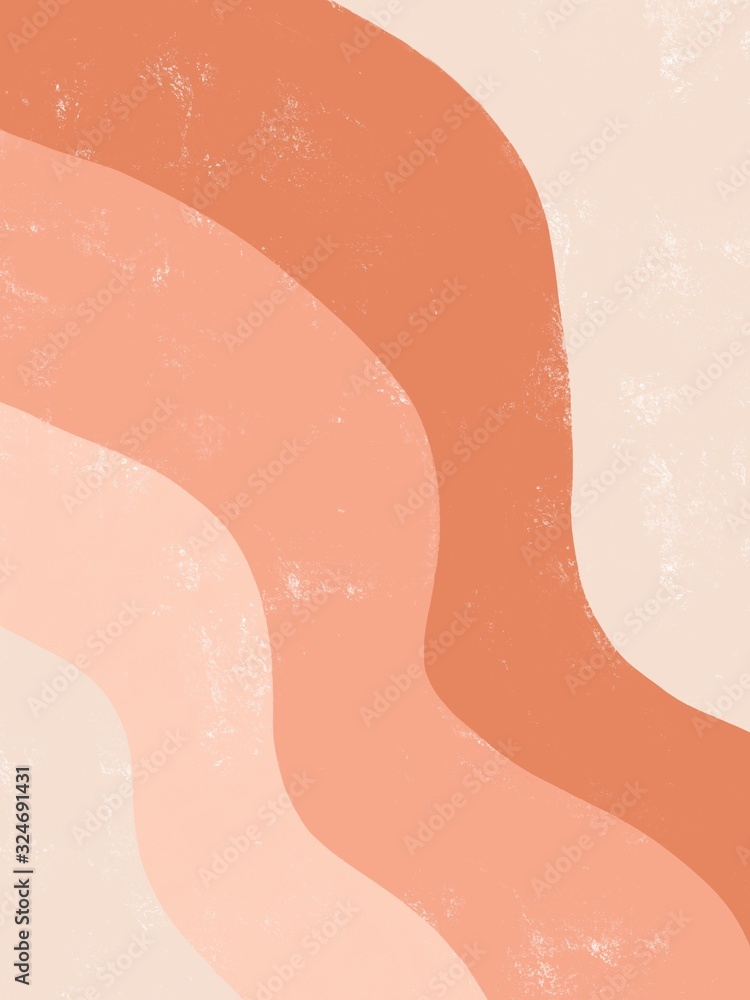 Fototapeta premium Textured wavy lines in peach tones. Abstract background.