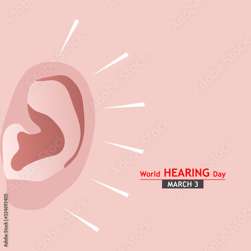 Simple, minimal banner/ad/campaign/ poster for World hearing day, celebrated on march 3