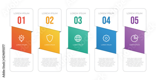Infographic template vector with 5 steps, options. layout for workflow, timeline, brochure, presentation, etc.