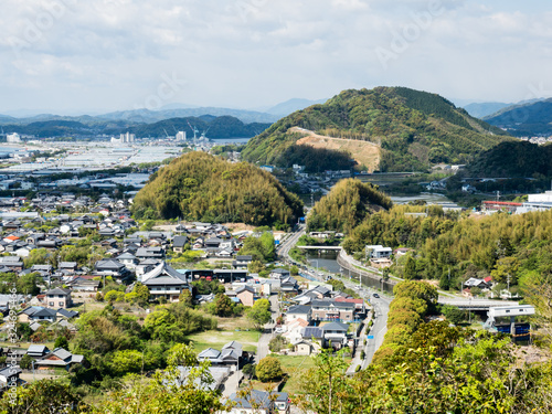 Panoramic view of Kochi city suburbs from Zenjibuji, temple number 32 of Shikoku pilgrimage - Kochi prefecture, Japan photo