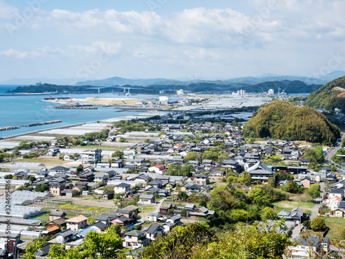Panoramic view over Kochi coastline from Zenjibuji, temple number 32 of Shikoku pilgrimage - Kochi prefecture, Japan © amenohi