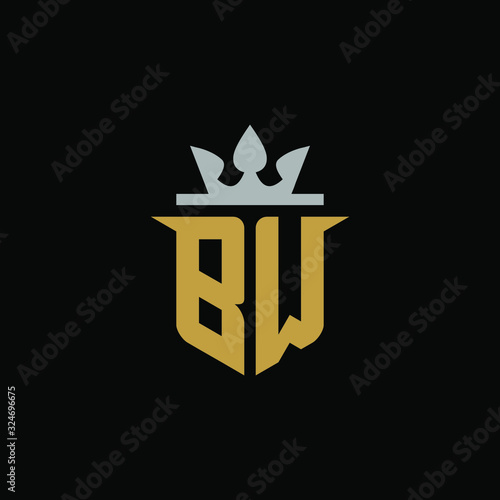 Initial Letter BW Shield King Logo Design