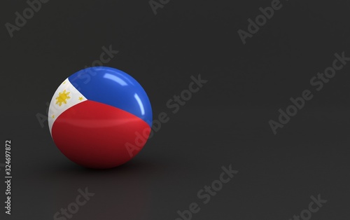 philippines flag. 3d ball flag of countries. country flag background. country flag rendering ball with dark. 