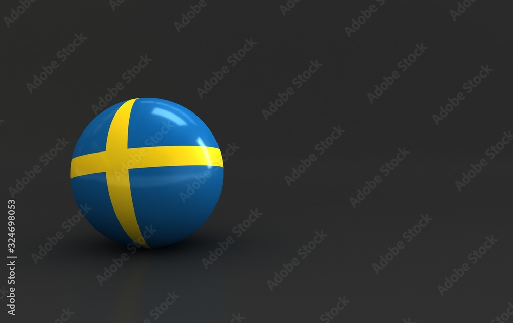 sweden flagl. 3d ball flag of countries. country flag background. country flag rendering ball with dark. 
