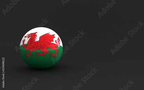 wales flag. 3d ball flag of countries. country flag background. country flag rendering ball with dark. 