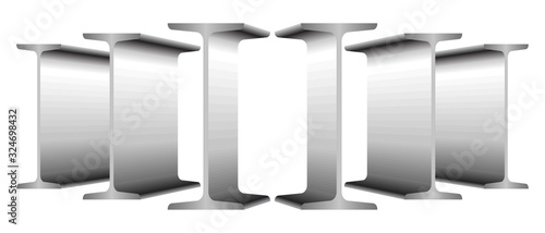 Steel i-beam, panoramic vector illustration, Building construction.
