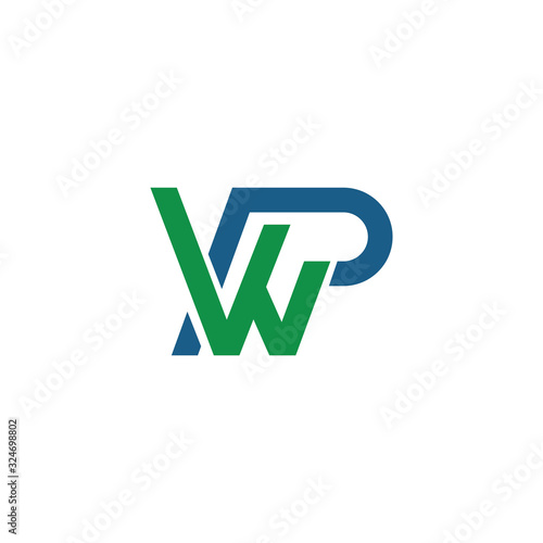 Initial letter wp or pw logo vector design template