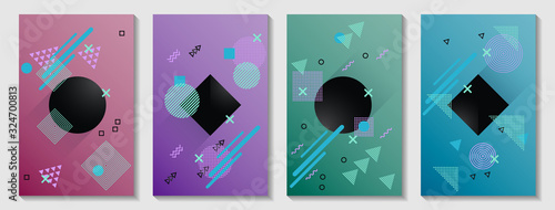 Memphis cover layouts kit. Front page templates