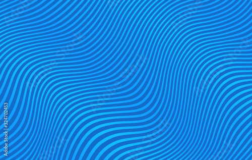 Water with blue curved lines like waves seen from above - elegant stripes in flat design background for a wallpaper 