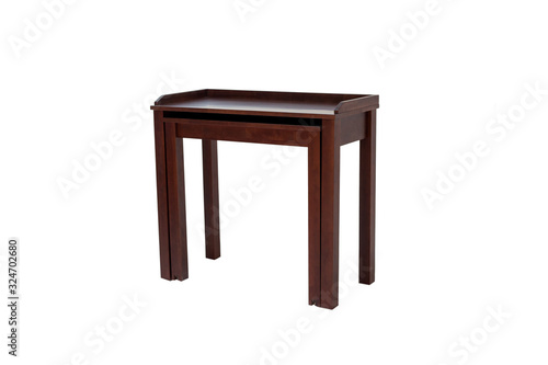 Retractable compact modern table made of wood.