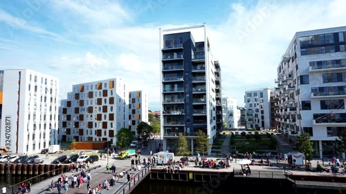 Motion timelapse of Odense harbor during festival 