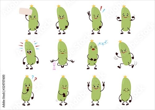 Cartoon character zucchini, cabbage
