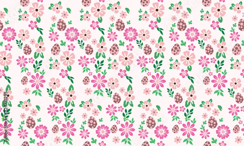 Egg pattern background for Easter, with beautiful pattern leaf and flower.