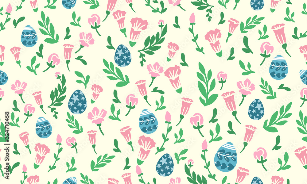 Fototapeta premium Unique template for Easter, with beautiful leaf and flower background.