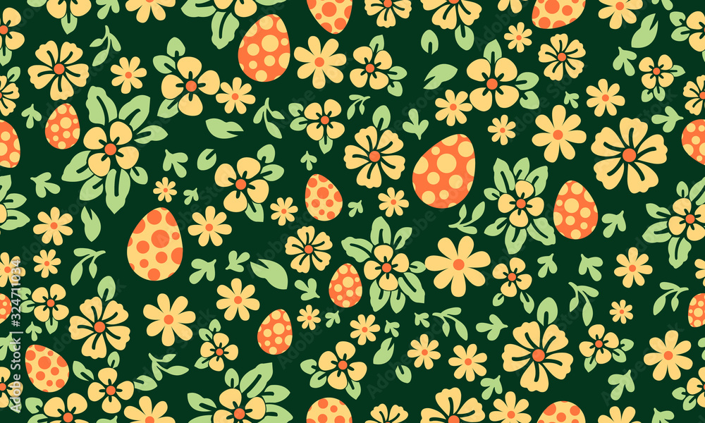 Seamless Easter egg pattern background, with leaf and floral cute design. Seamless Easter egg pattern background, with leaf and floral cute design.