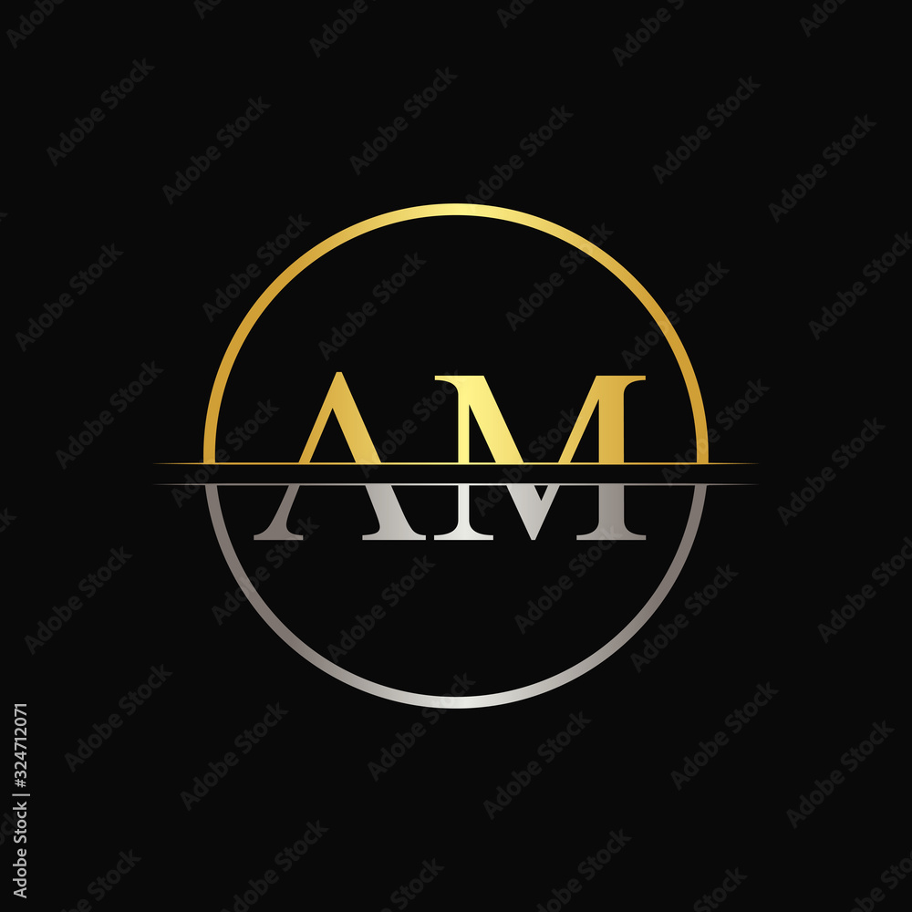 Initial Circle AM Letter With Modern Typography Vector Template. Creative Abstract Letter AM Logo Design