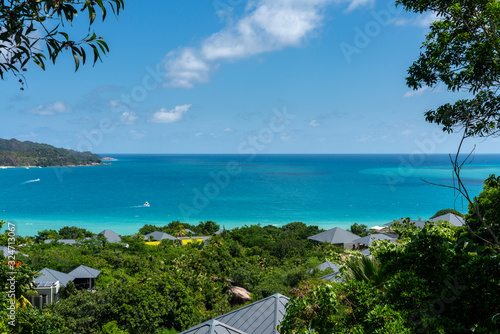 Fototapeta Naklejka Na Ścianę i Meble -  Praslin Island Seychelles beach view 