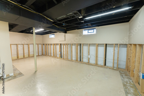 drywall has been removed after water damage and flooding