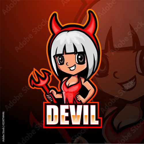 Devil girl mascot esport logo design