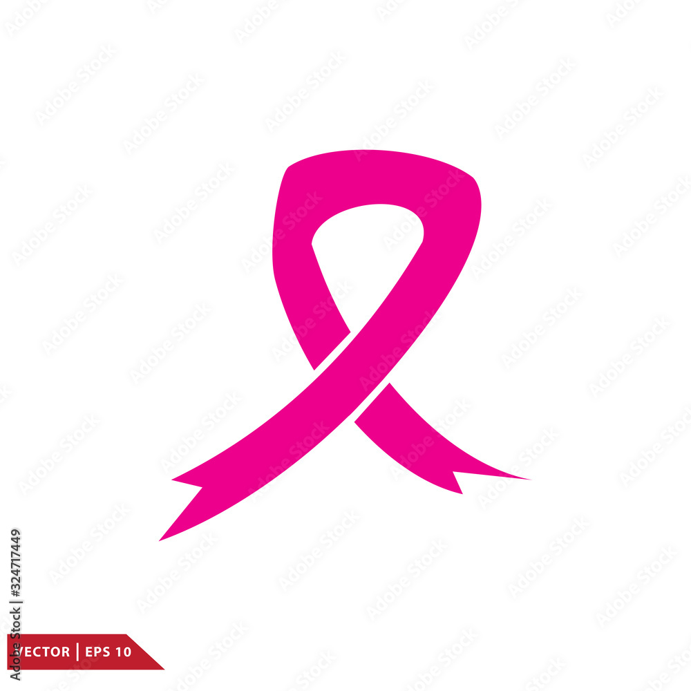 Pink ribbon icon vector logo design template