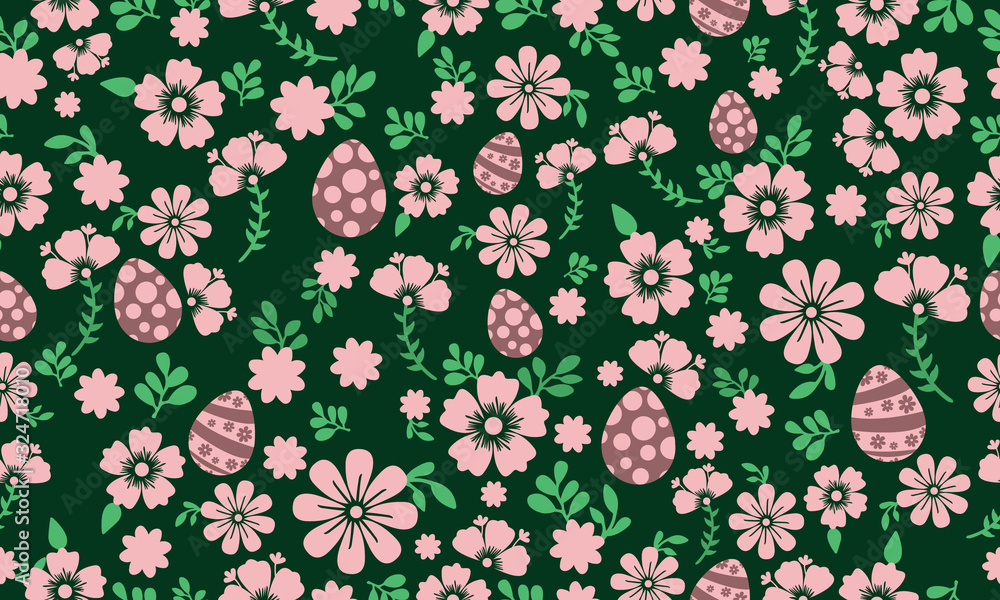 The beauty flower for Easter, with egg and floral pattern background. The beauty flower for Easter, with egg and floral pattern background.