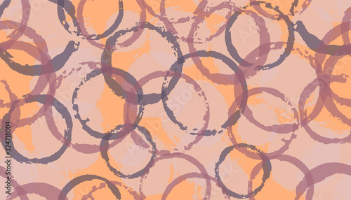 Unique watercolor circles geometry fabric print. Circular splotch overlapping elements vector 