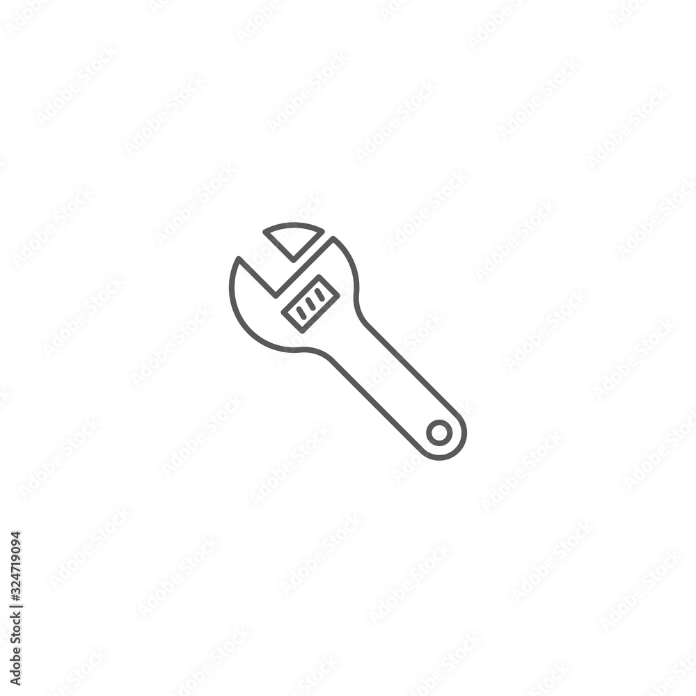 Adjustable wrench vector icon symbol tools isolated on white background Adjustable wrench vector icon symbol tools isolated on white background