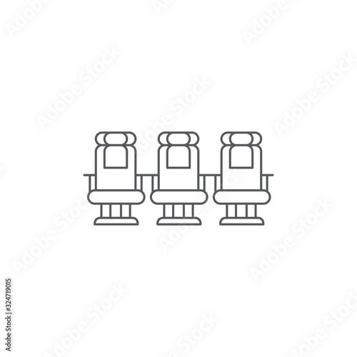 Airplane seats vector icon symbol isolated on white background
