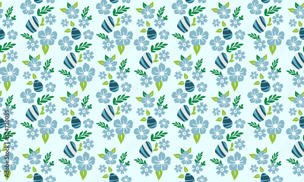 Unique shape of egg and floral for Easter, with leaf and flower pattern background. Unique shape of egg and floral for Easter, with leaf and flower pattern background.
