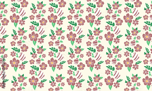 Unique shape of egg and floral for Easter, with leaf and flower pattern background.