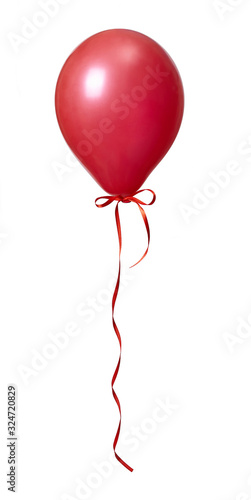 Red balloon isolated on white background.