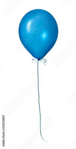 Blue balloon isolated on white background.