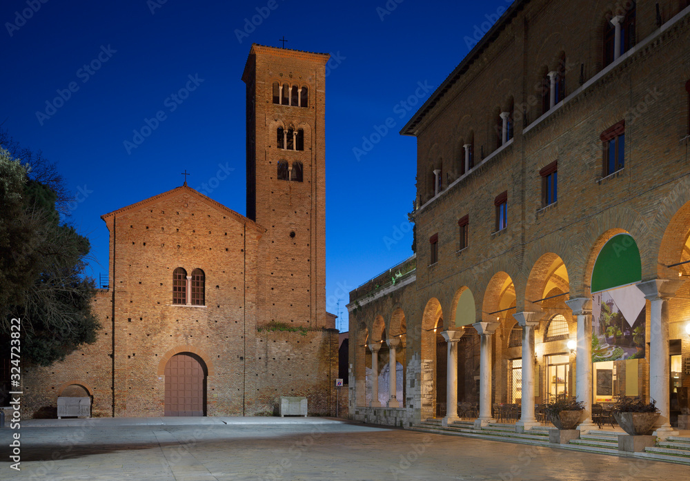 Ravenna - The church Basilica di San Francesco at the dusk.