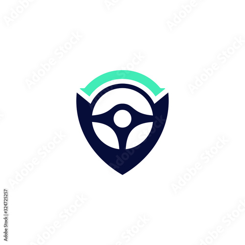 secure driving car shield steering wheel icon logo