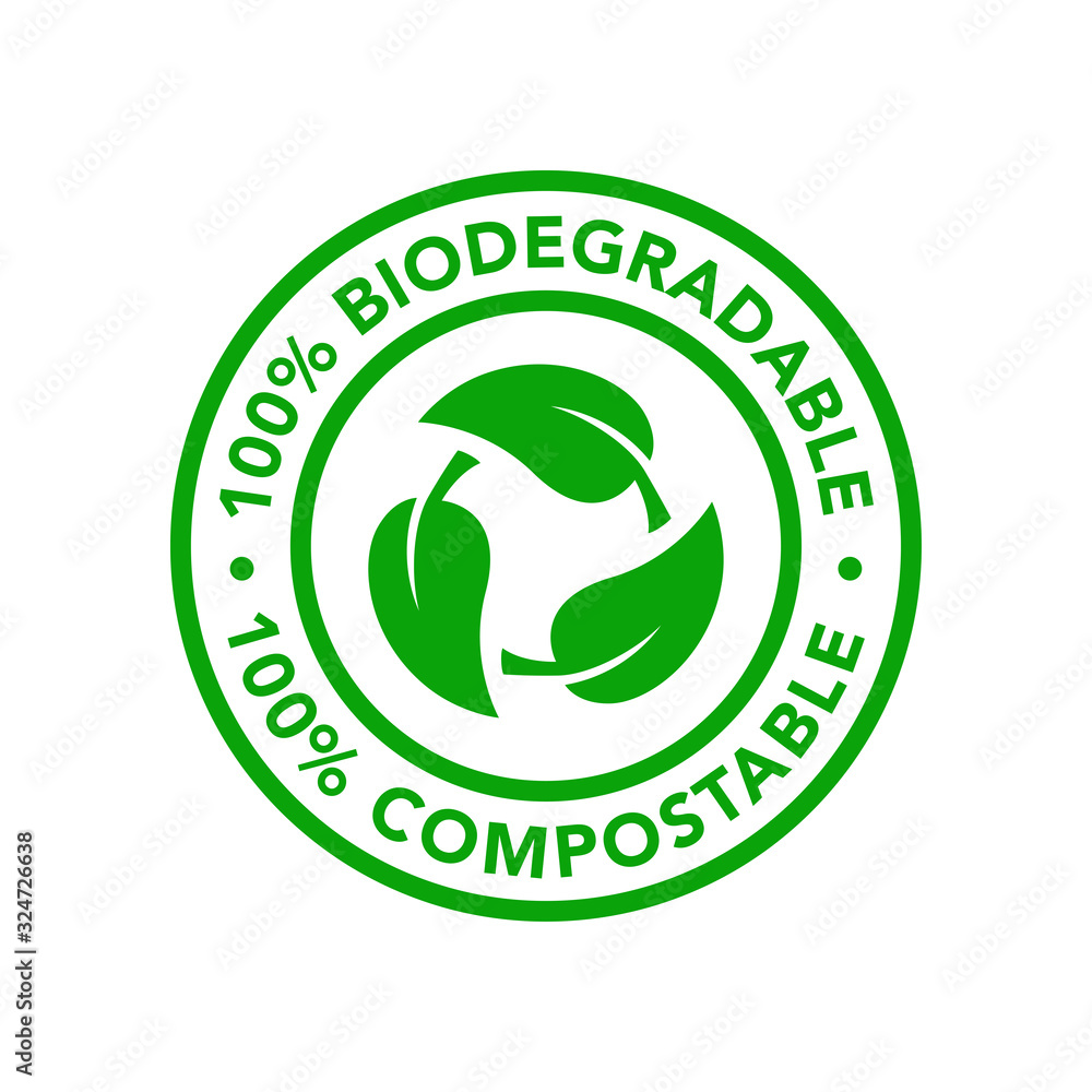 Biodegradable and compostable icon product Stock Vector Adobe Stock