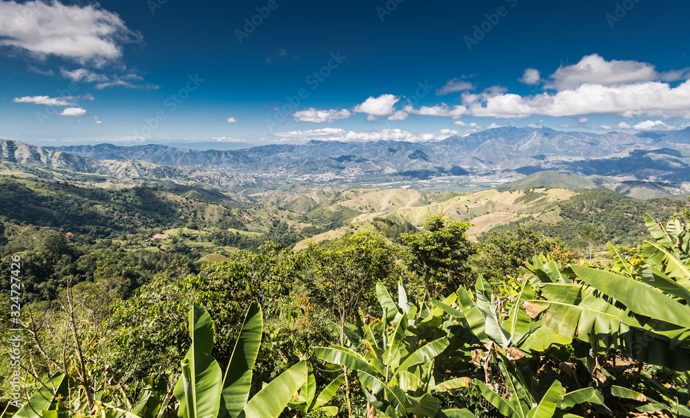 dramatic image high in the mountains of the dominican republic looking down on the town of Ocoa. dramatic image high in the mountains of the dominican republic looking down on the town of Ocoa.