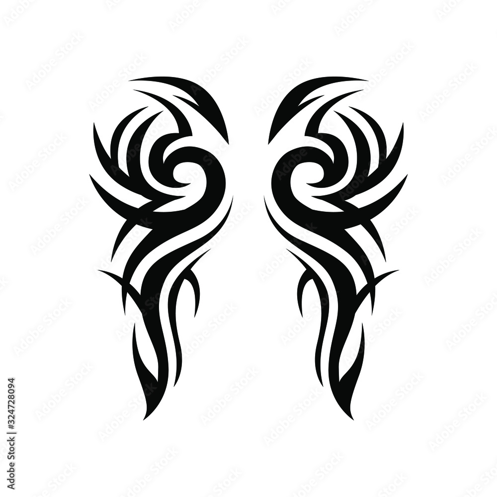 Obraz premium Tribal tattoo design, wings tattoo isolated design.
