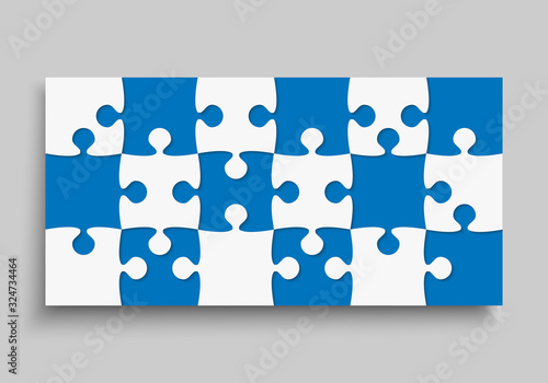 Vector background blue piece puzzle frame jigsaw