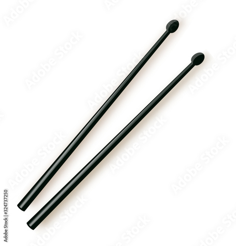 Drumsticks or drum sticks vector. Rock or jazz equipment. Isolated on white background. icon for music apps and websites