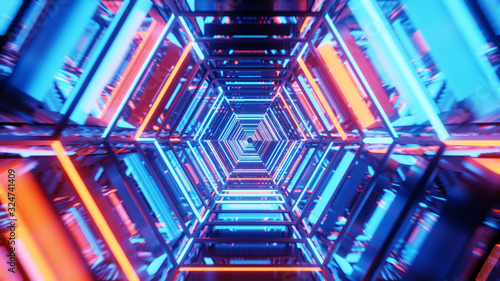 Tunnel in space ship, technology and futureistic concept