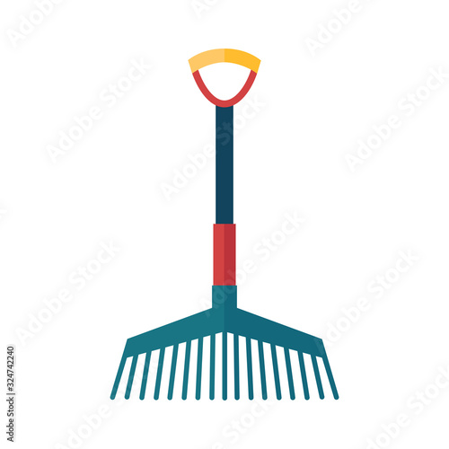Tool for horticulture, agriculture, farming. Soil cultivator, rake for cultivating the land. Vector illustration isolated on white background.