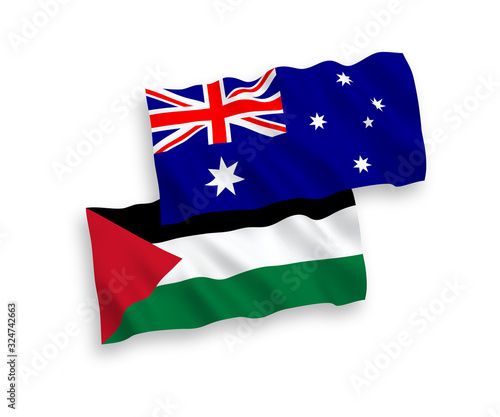 Flags of Australia and Palestine on a white background