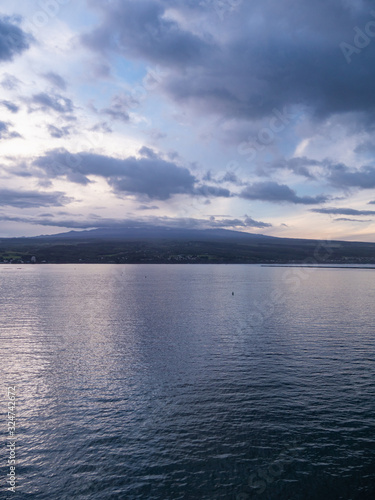 Seascape from cruise ship in Hilo, on Hawaiʻi Island in the US state of Hawaii.