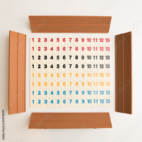 Bilde på lerret Grid of numbers in colors from 1 to 13 made out of rummy pieces